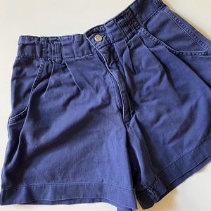 vintage blue twill high rise shorts